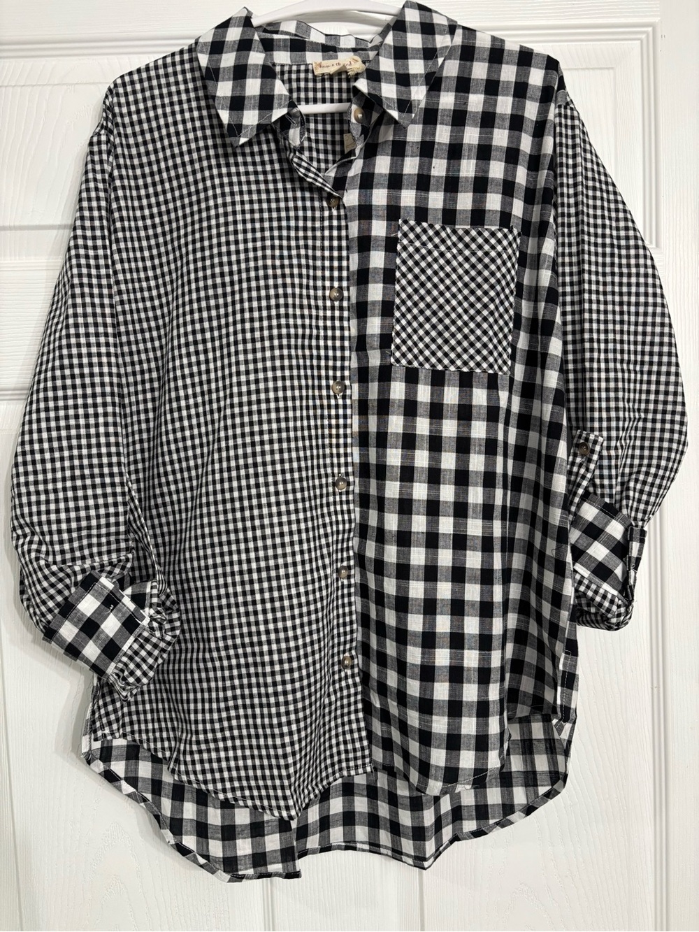 Hem & Thread Black and White Gingham Button-Down Shirt